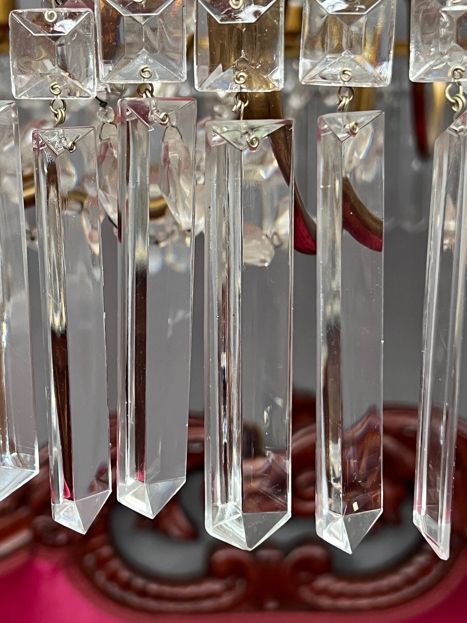 Empire style chandelier. Solid crystal, bronze.