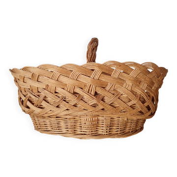 Panier ancien en rotin – rangement déco bohème vintage
