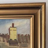 Vintage Original Cottage Oil Painting: Framed Countryside Art