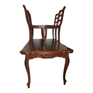 Table manger bois rouge avec 4