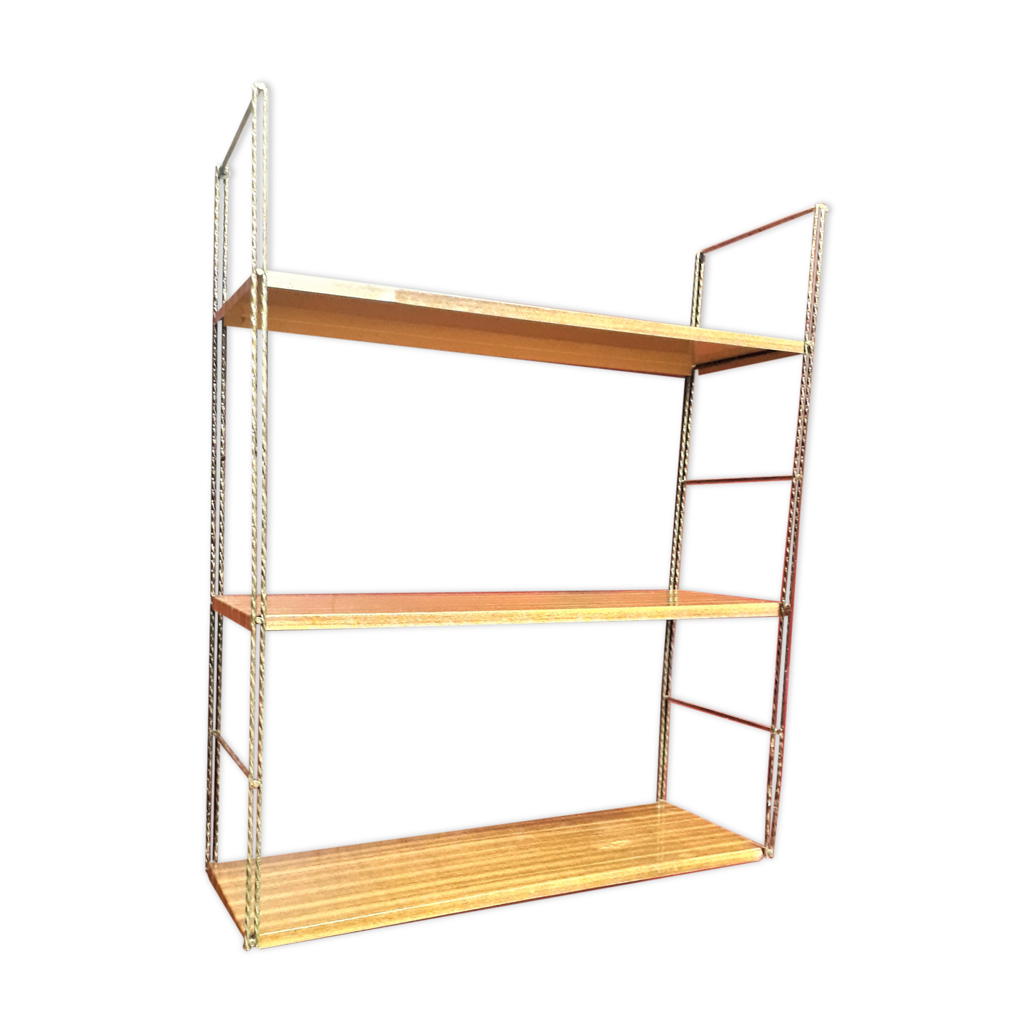 Etagere vintage string metal faux wood very deco 1960