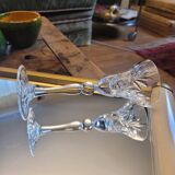 Large cut glass stemmed glass – star decoration – 1960s