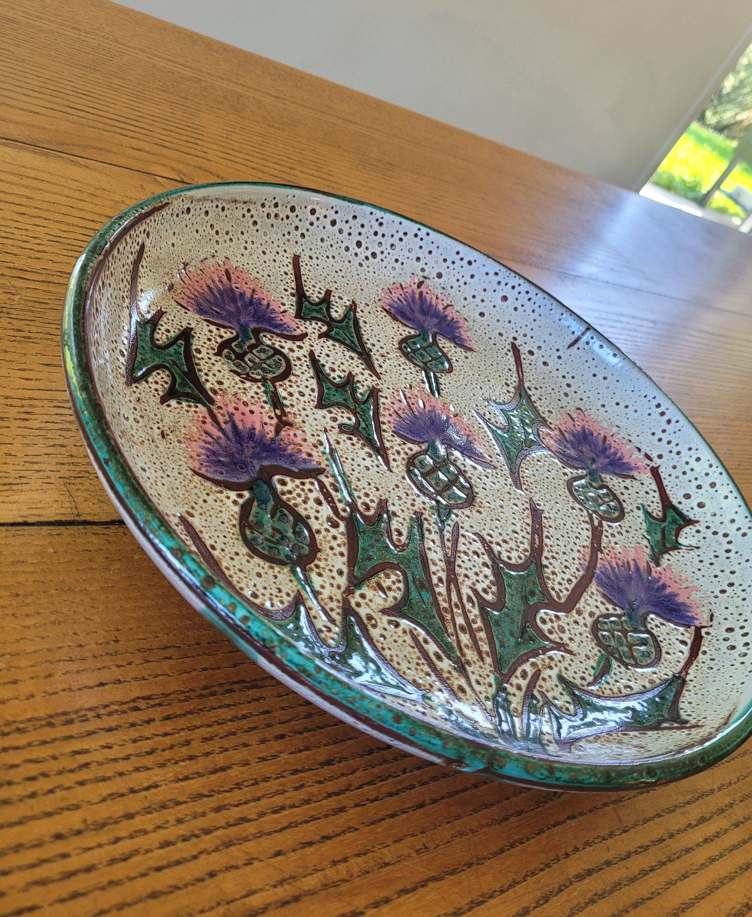 Large "Thistle" ceramic plate from Vallauris