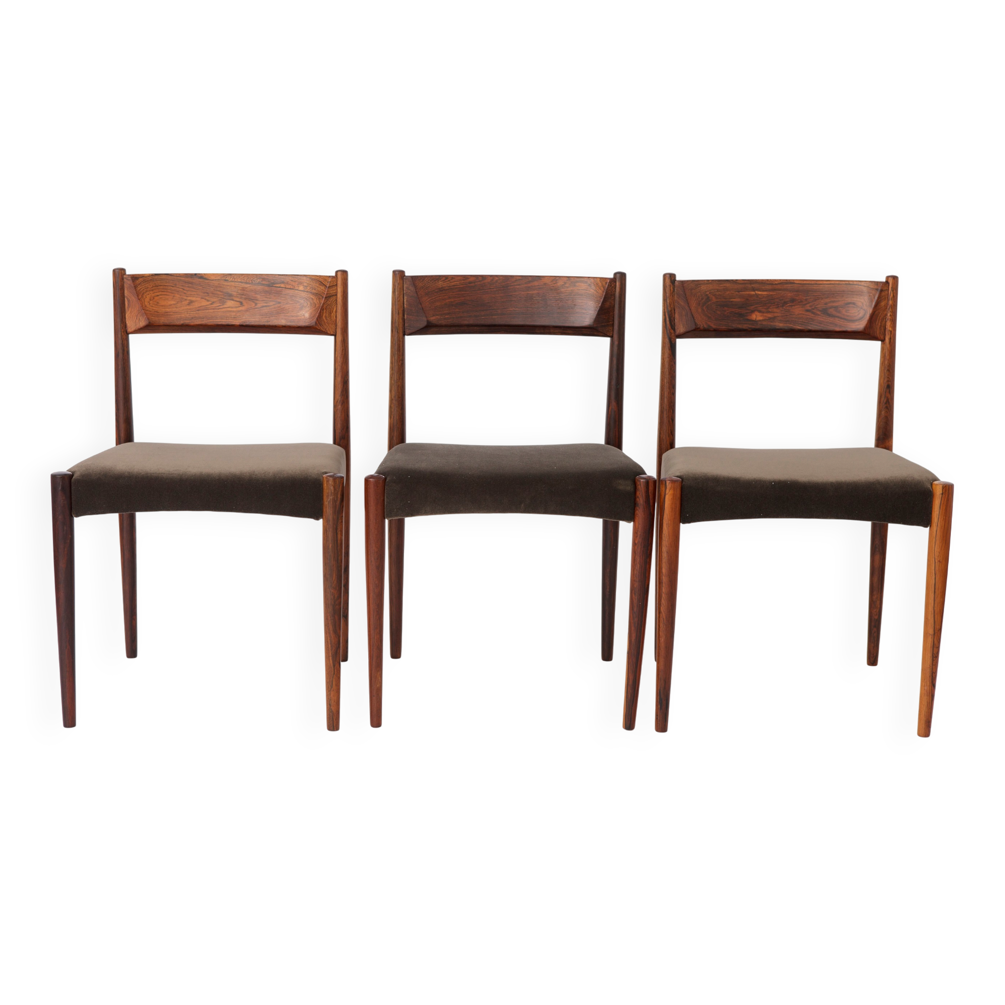 Set of 3 Vintage Rosewood Dining Chairs, 1960s Mid Century Modern Chairs