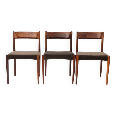 Ensemble de 3 chaises de salle à manger en palissandre vintage, années 1960, chaises mid-century modernes.