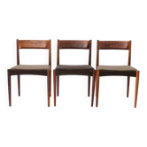 Set of 3 Vintage Rosewood Dining Chairs, 1960s Mid Century Modern Chairs