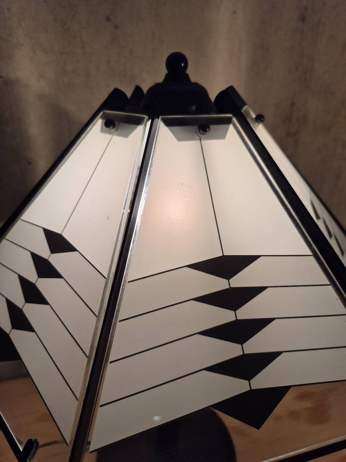 Postmodern black white table lamp art deco style 1980s