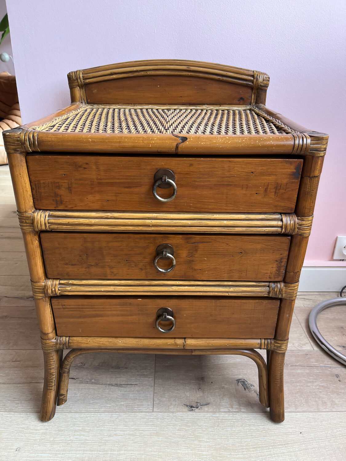 Wicker rattan chest of drawers