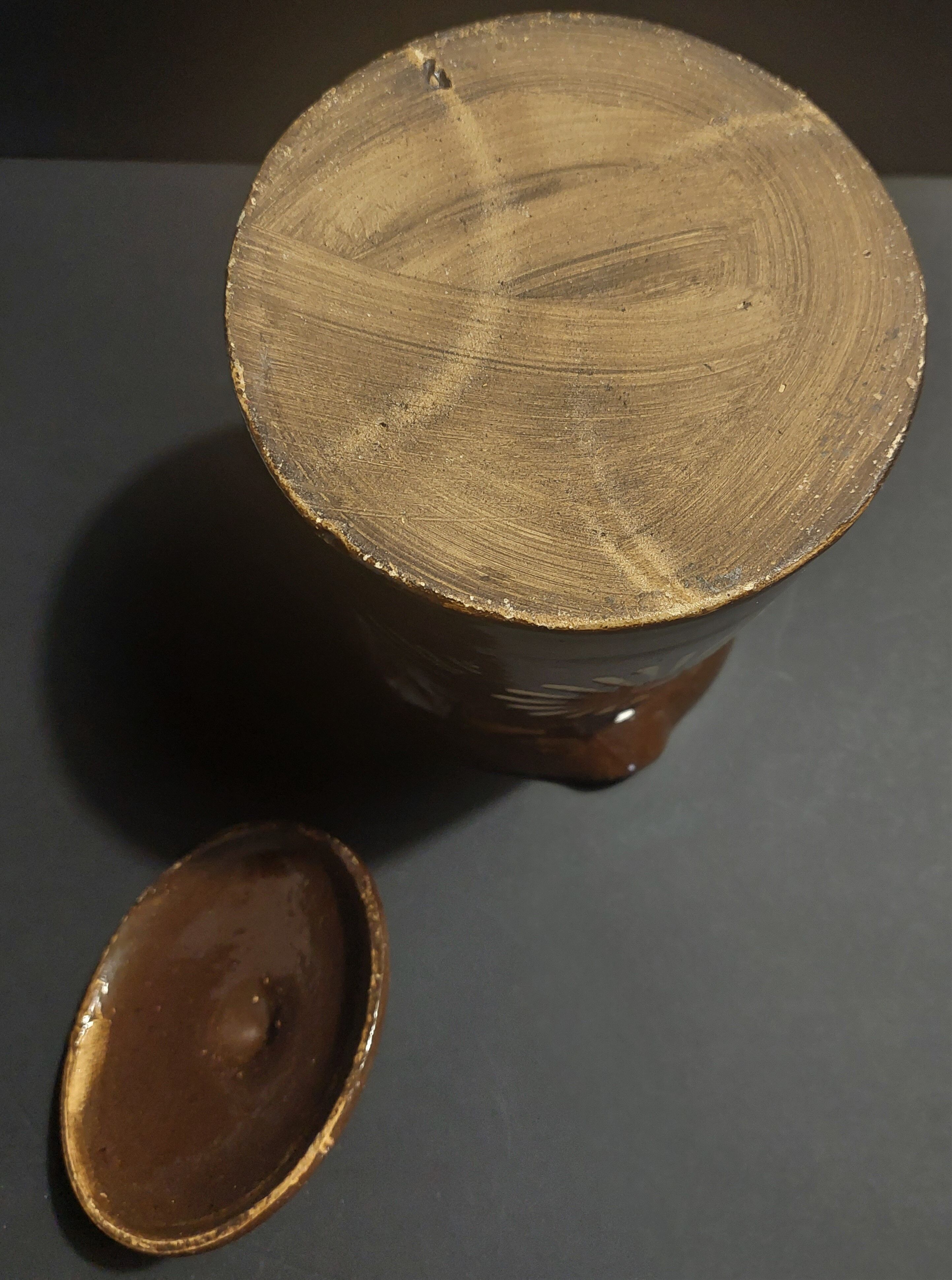 Pitcher covered glazed terracotta alsace Soufflenheim XXth