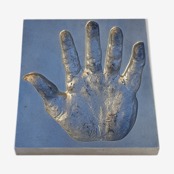 Trinket bowl hand print in 1970s aluminum