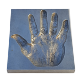 Trinket bowl hand print in 1970s aluminum