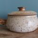 Covered stoneware fondue pot/tureen from Puisaye, signed Jean-Pierre Prud’homme