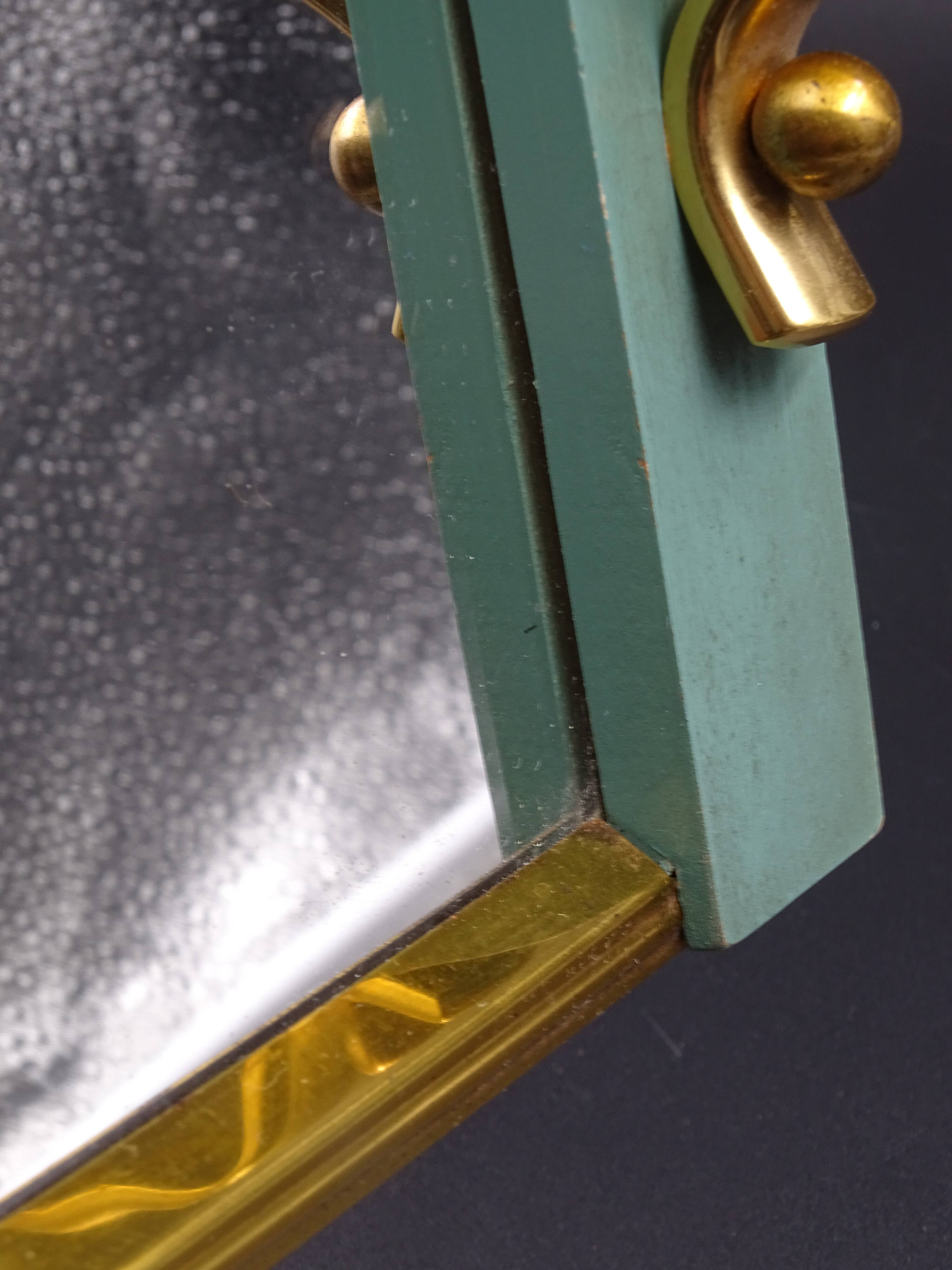 Small wooden metal top and mirror around 1950