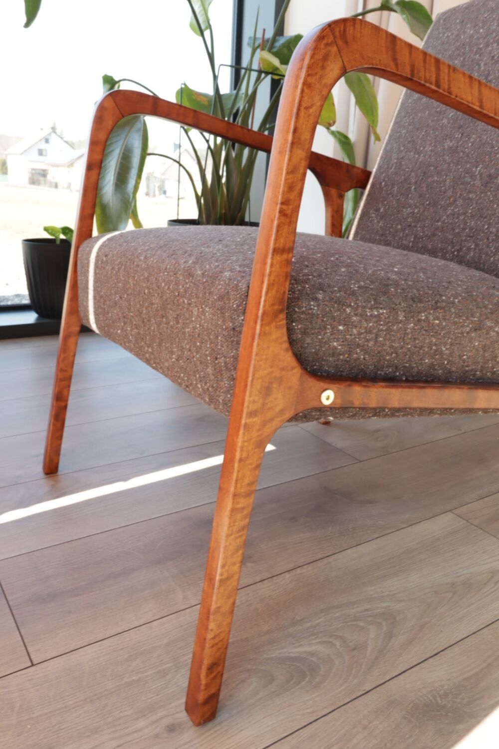 Vintage armchair chocolate granola mid-century modern design 1960