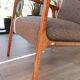 Fauteuil en bois et tissu marron, 1960