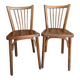Pair of vintage Baumann bistro chairs in wood.