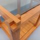 Vintage rectangular coffee table in pine and smoked glass from the 70s and 80s.