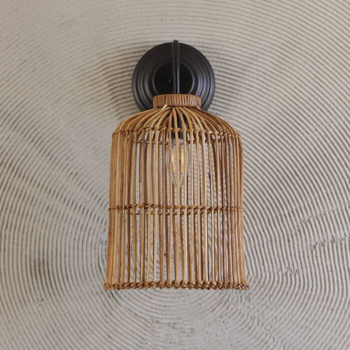 Applique Murale en Osier Naturel – Style Bohème, 20x27Cm
