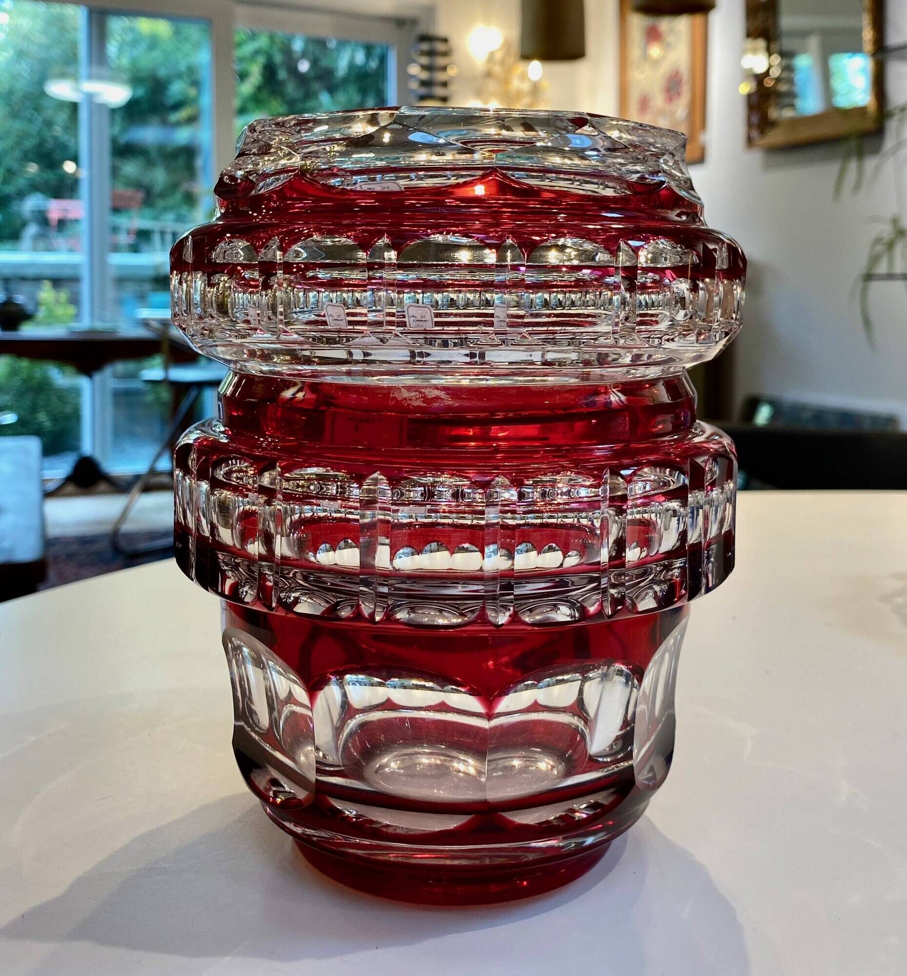 Double Red Crystal Vase – Val Saint Lambert