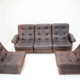 1980s Leather Modular Five Seater Sofa