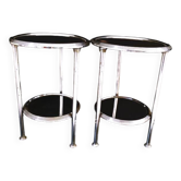 Modernist metal and Art Deco mirror pedestal tables, circa 1930