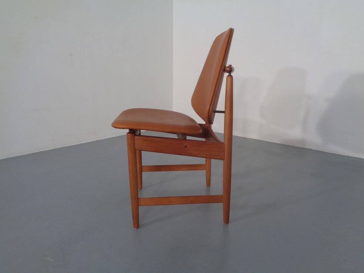 Teak and brass side chair by Arne Hovmand-Olsen for Mogens Kold, 1950s