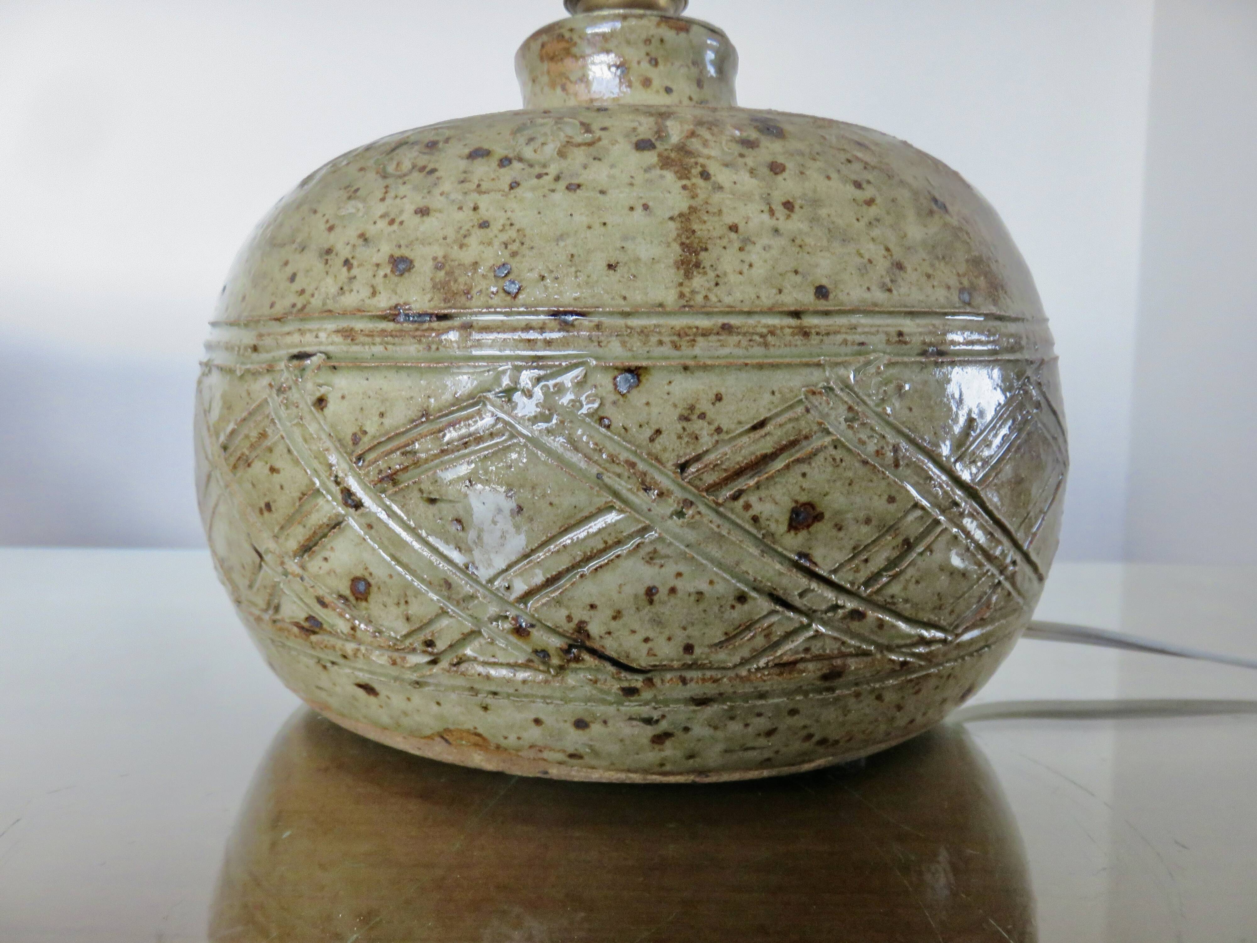 Stoneware lamp signed, around 1960