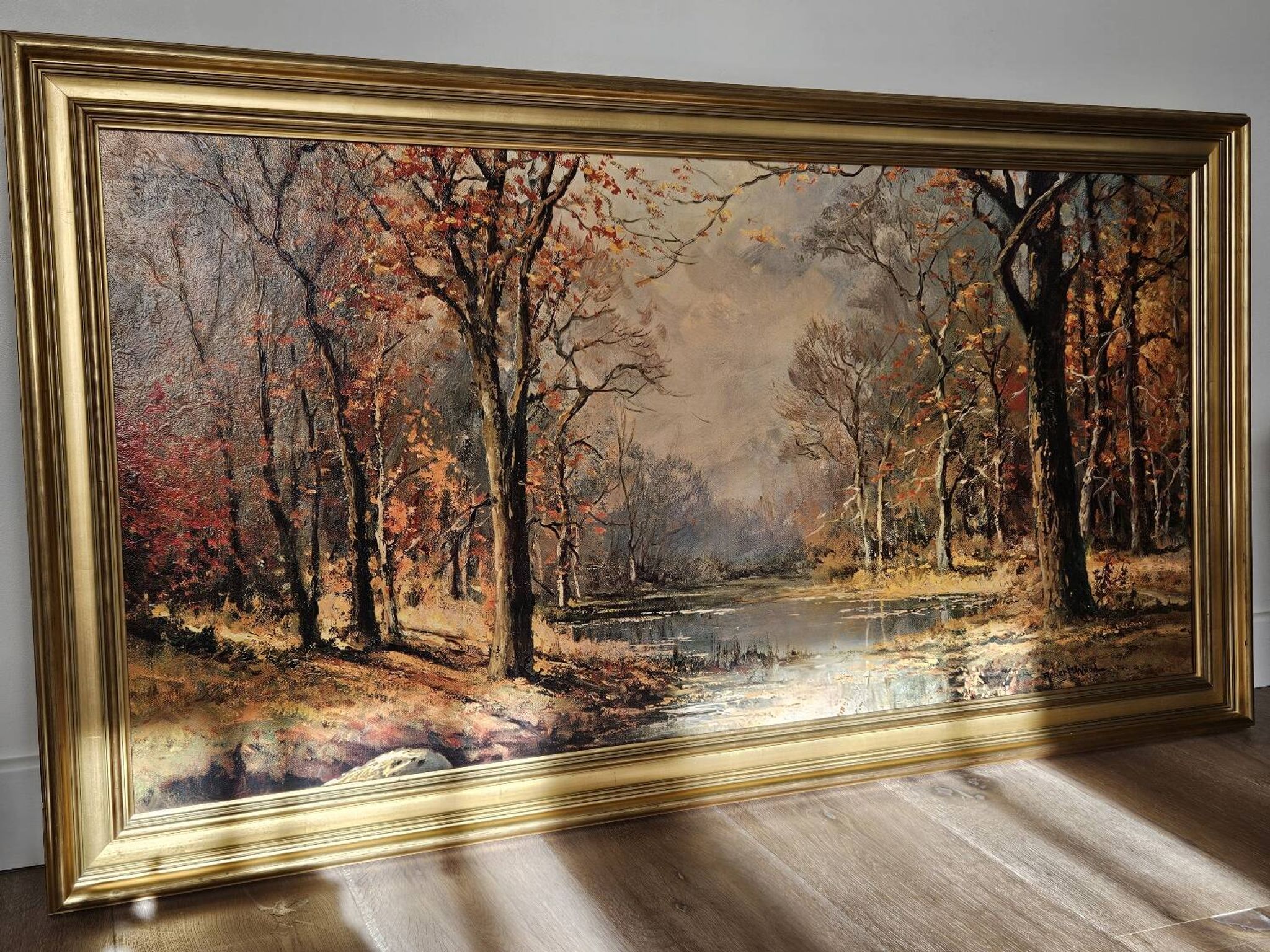 Oil on canvas of an autumn landscape - Reproduction by Robert Wood