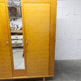 1970 Scandinavian wardrobe with shelves and mirror, 21x126, 2 doors.
