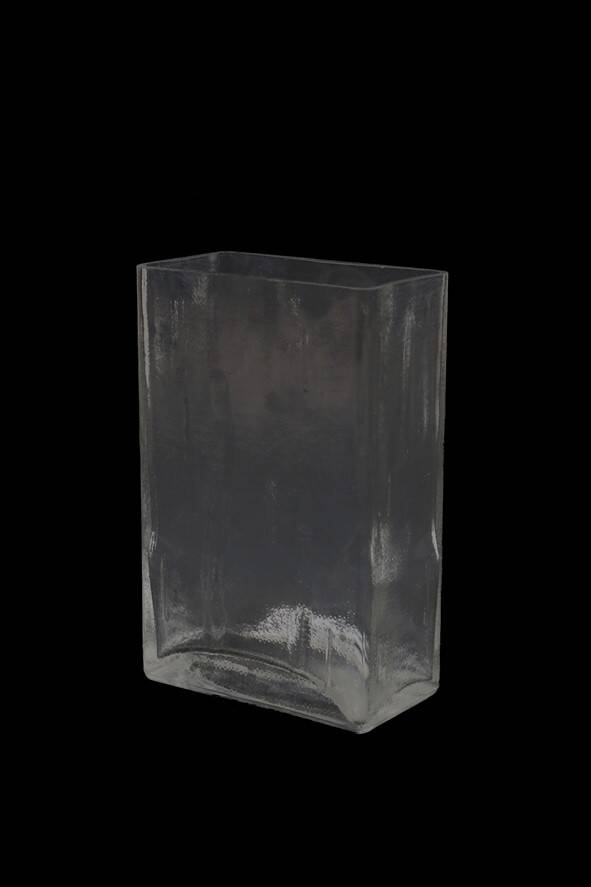 Rectangular Riihimäen Lasi glass vase / mid-century modern / Finnish design / attributed to Helena Tynell / 1970s