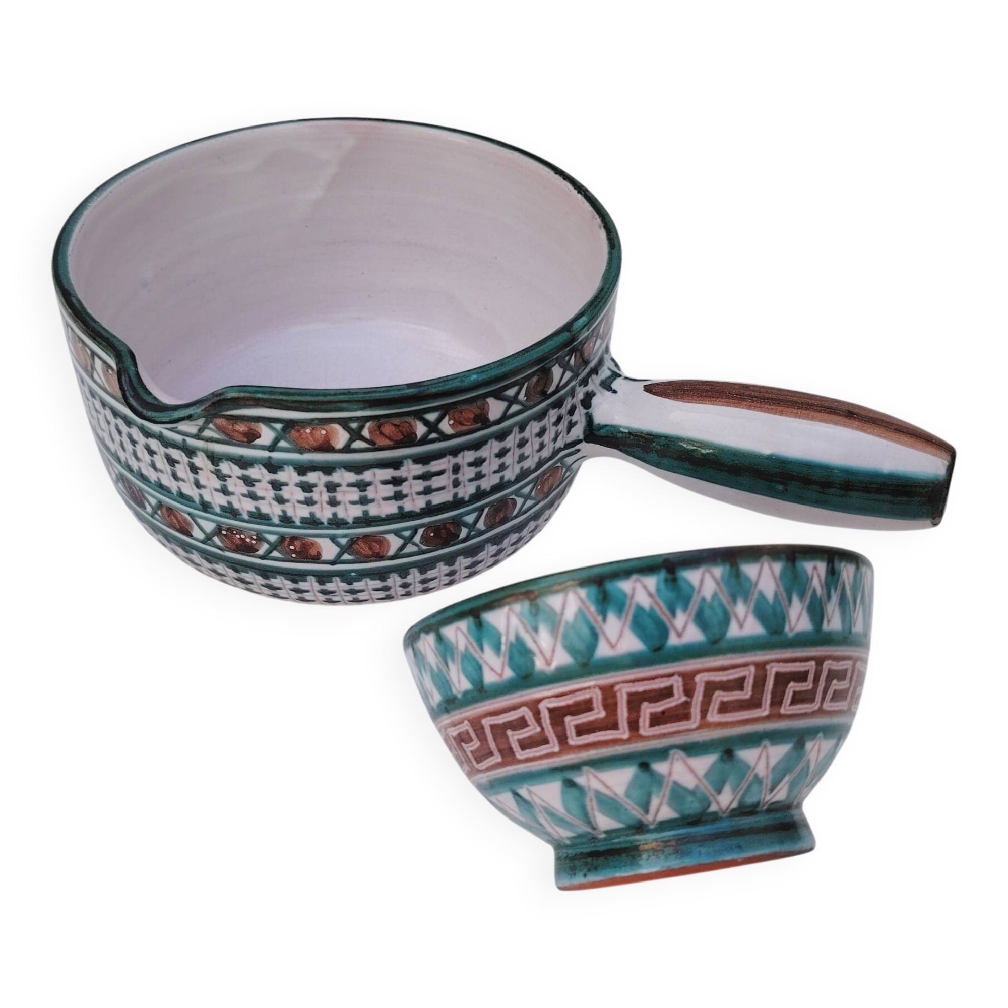 Casserole and ceramic bowl, Robert Picault, Vallauris