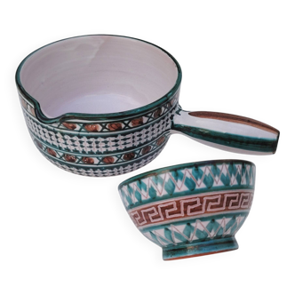 Casserole and ceramic bowl, Robert Picault, Vallauris