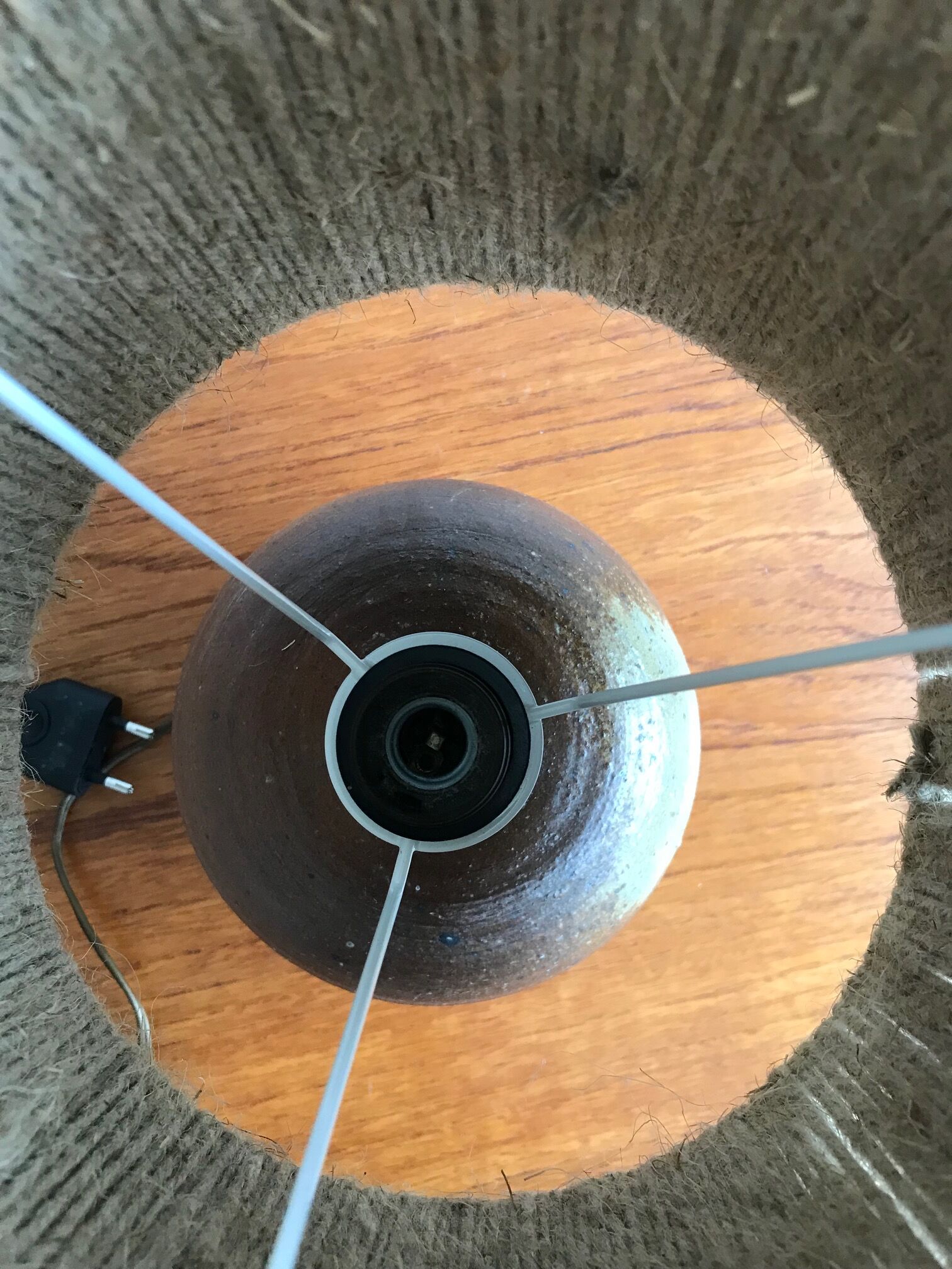 Sandstone lamp, rope lampshade