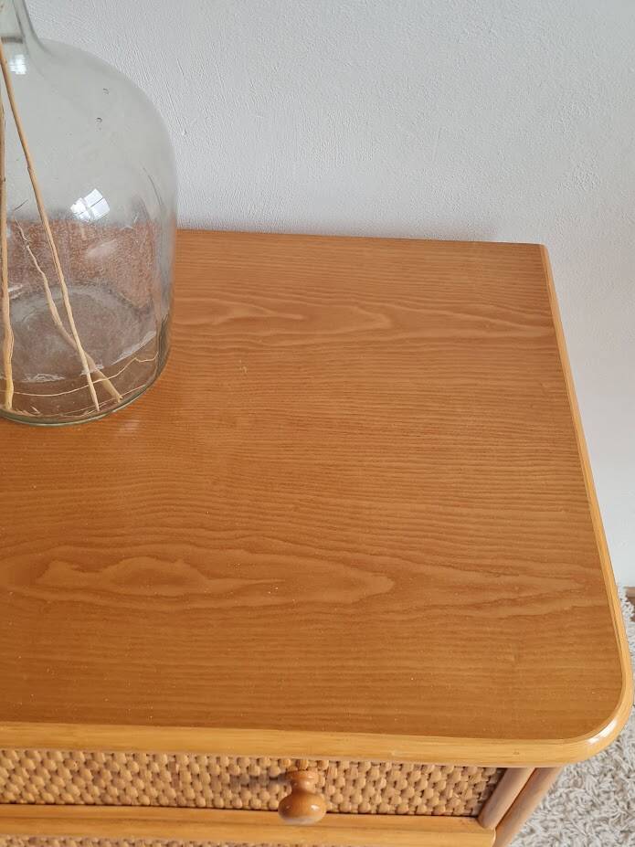 Vintage rattan chest of drawers