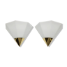 Pair of opaline glass and brass wall lamps / sconces from limburg, germany, 1980s