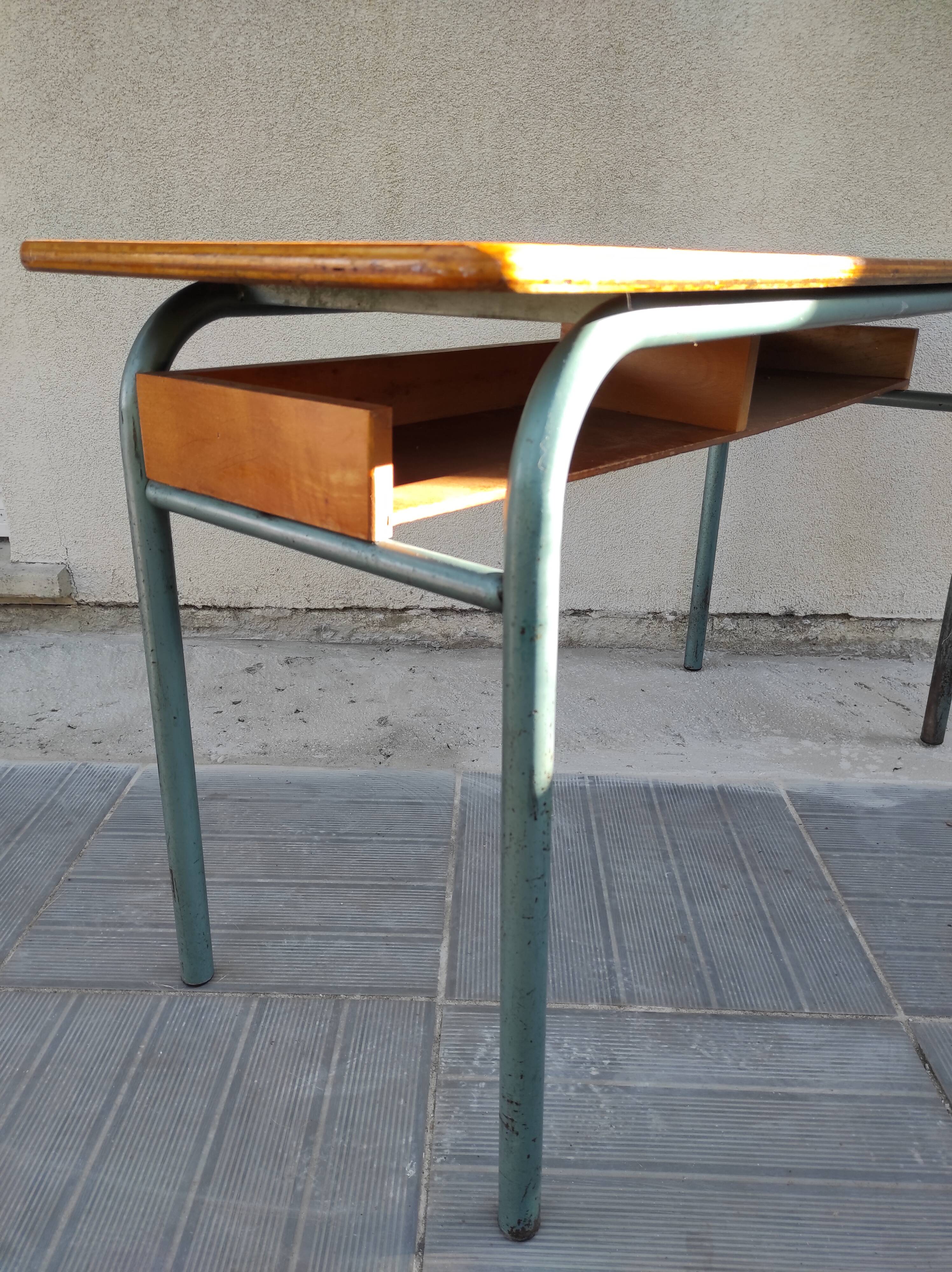 Hitler style 1960 double school desk with locker
