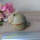 Vintage Japanese pottery owl sugar bowl 1970, zoomorphic owl sugar box