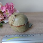 Vintage Japanese pottery owl sugar bowl 1970, zoomorphic owl sugar box