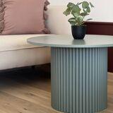 table basse ronde cannelée vert vente Ø 70 cm