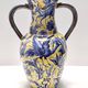 Vintage Handmade Yellow and Blue Glazed Ceramic Amphora by Zulimo Aretini, Italy