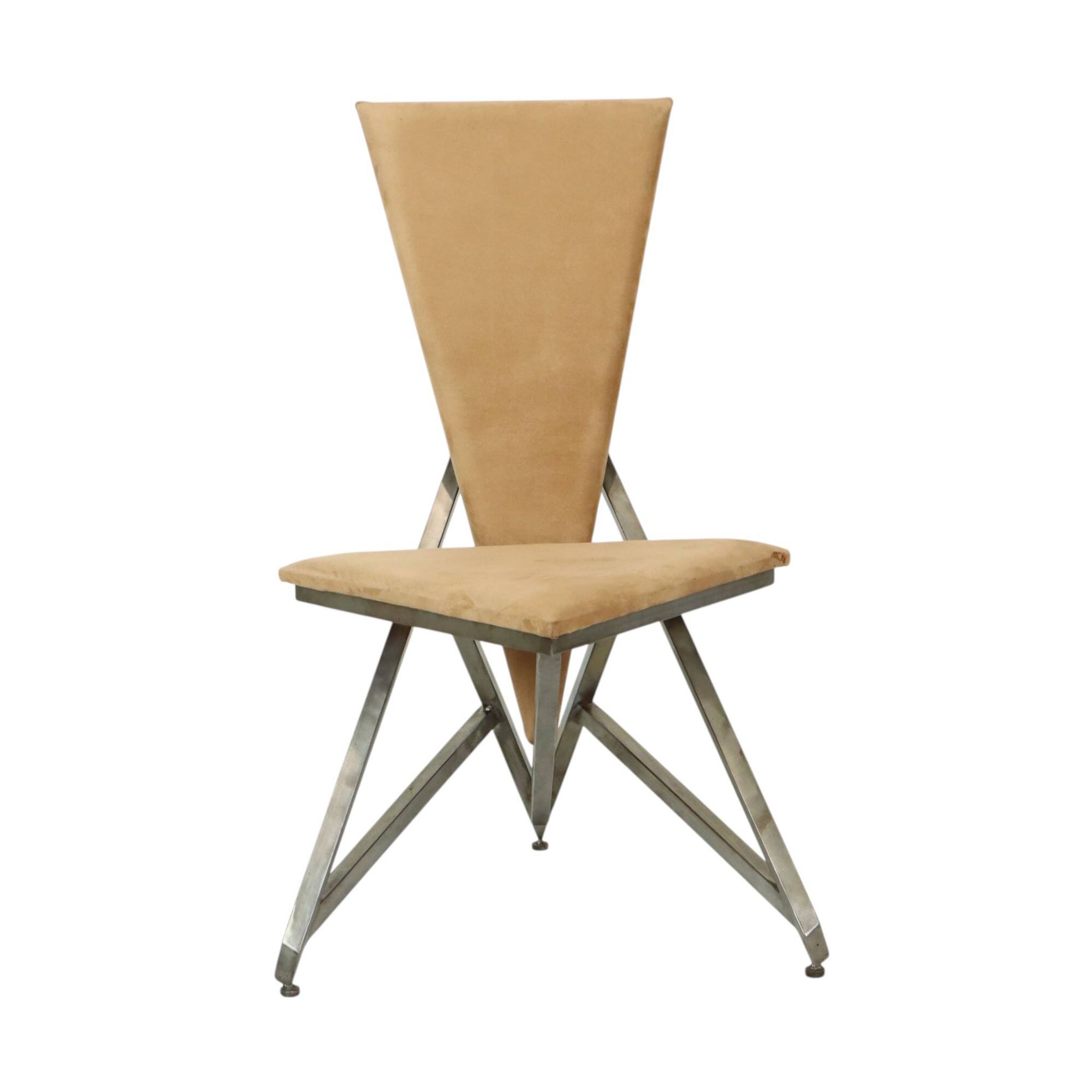 Unique Design Chair Art Object Handmade Metal Velvet