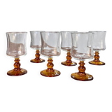 6 amber-footed aperitif glasses