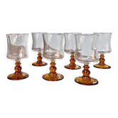 6 amber-footed aperitif glasses
