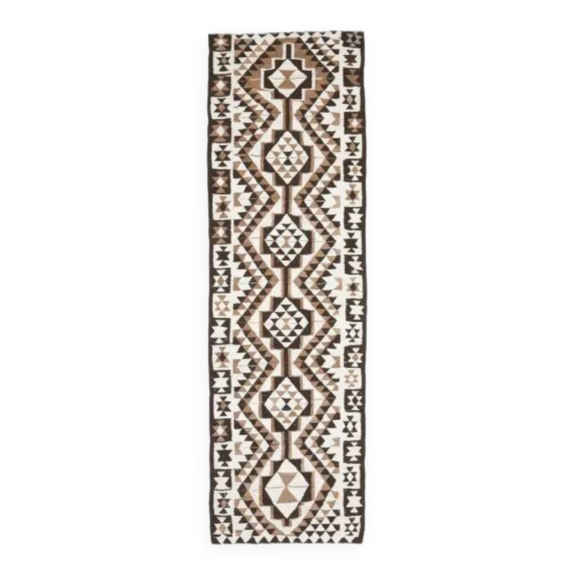 Vintage Turkish Oushak Handmade Wool Cotton White Runner Rug 100x334