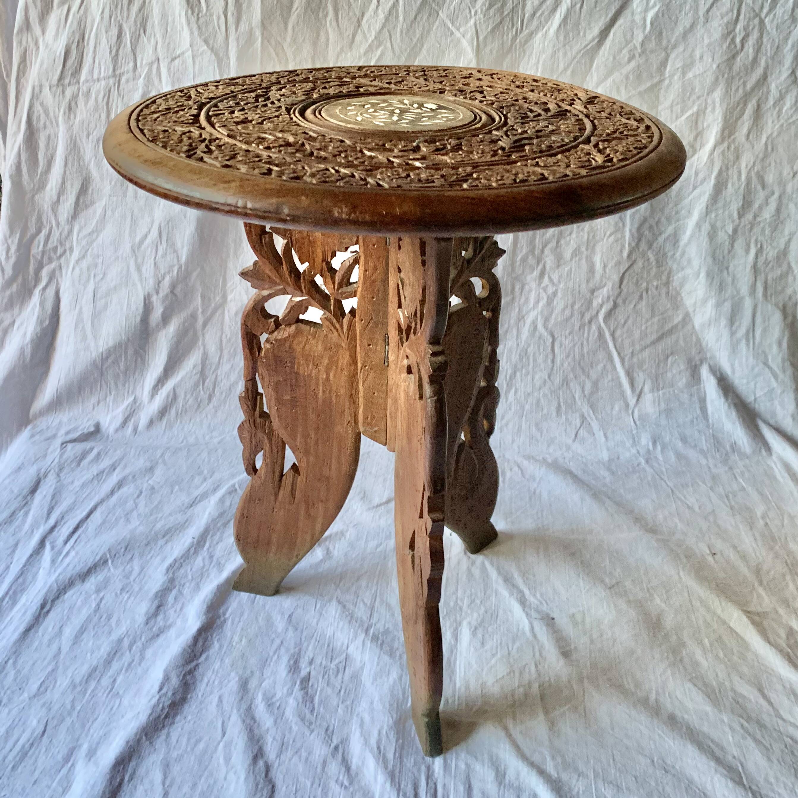 Vintage carved wooden side table