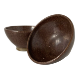 Pair of Japanese temoku bowls in brown glazed stoneware