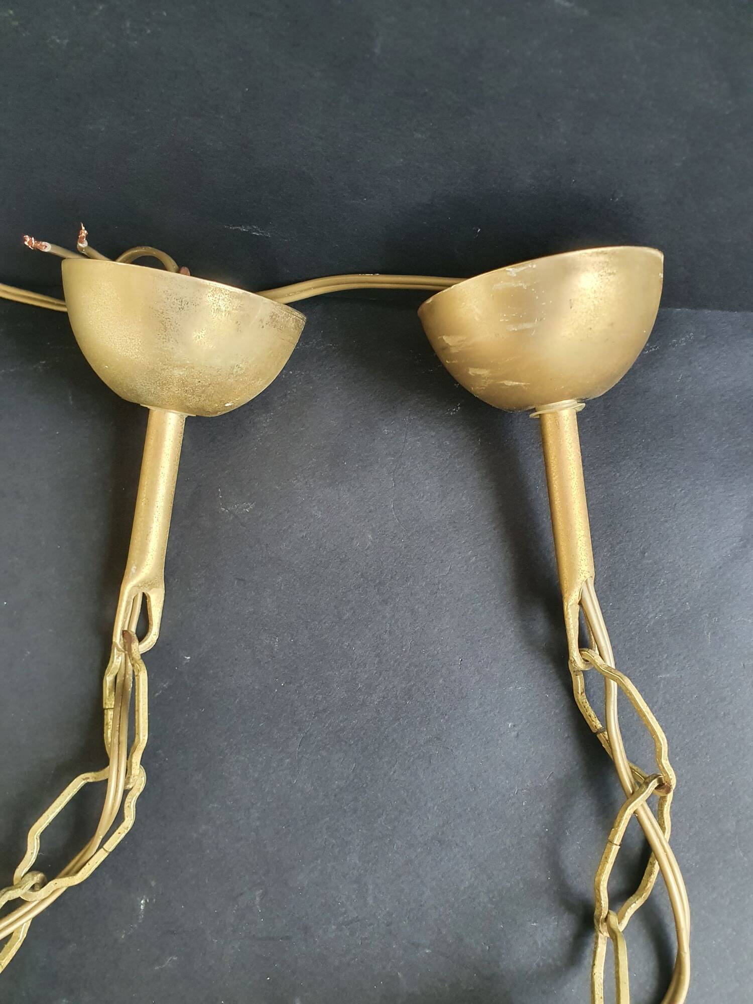 Pair of vintage spike-patterned pendant lights