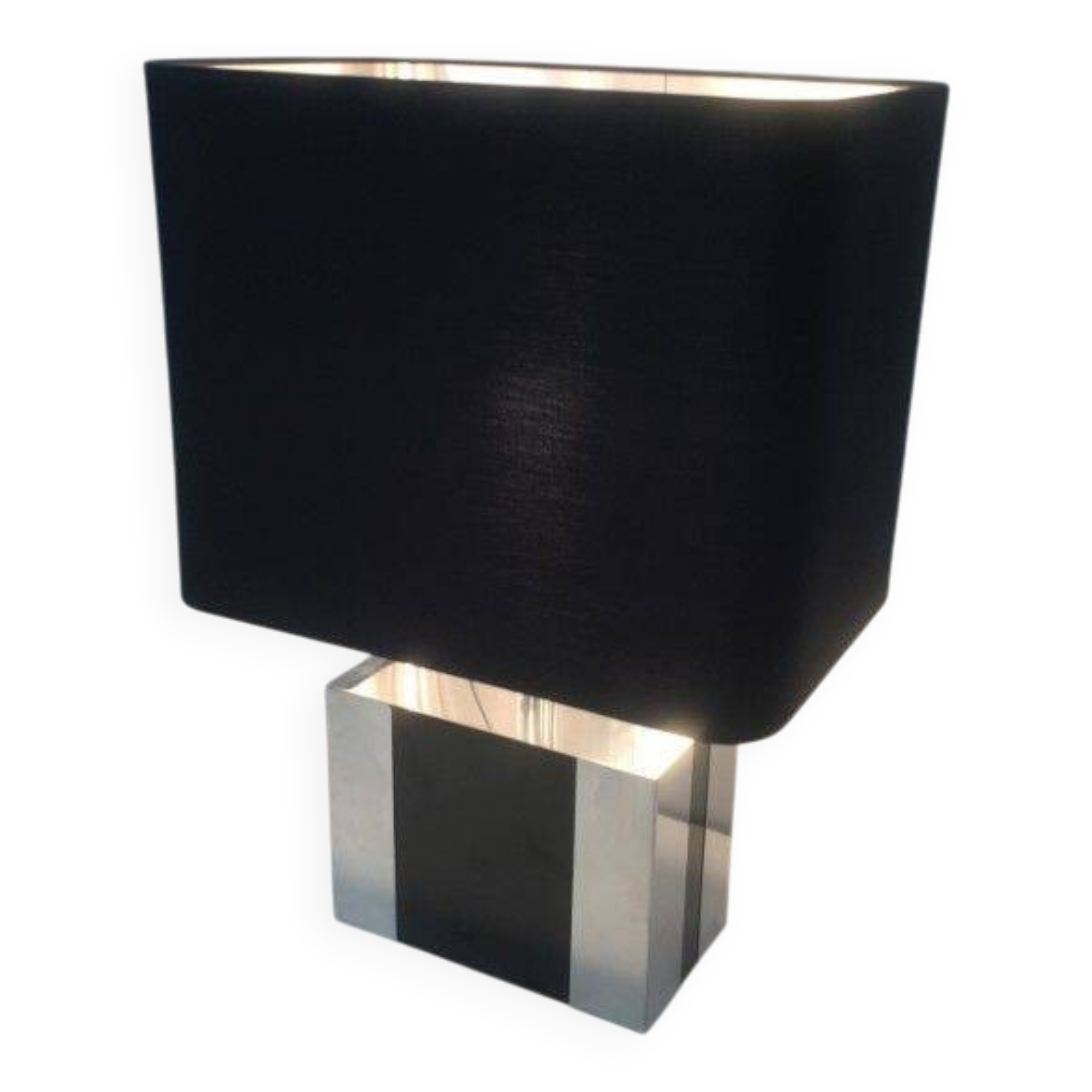 Chrome and black lacquer lamp