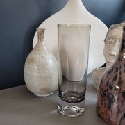Vase rouleau en verre fumé