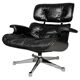 Chaise longue Eames entièrement noire par Herman Miller, années 1970.